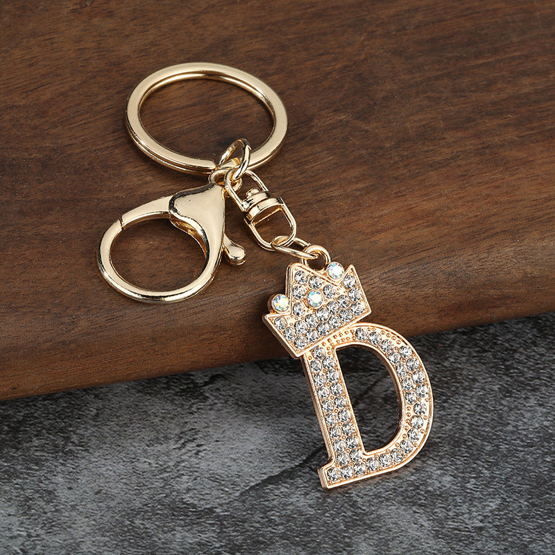 Wholesale Zinc alloy flash drill letter keychain