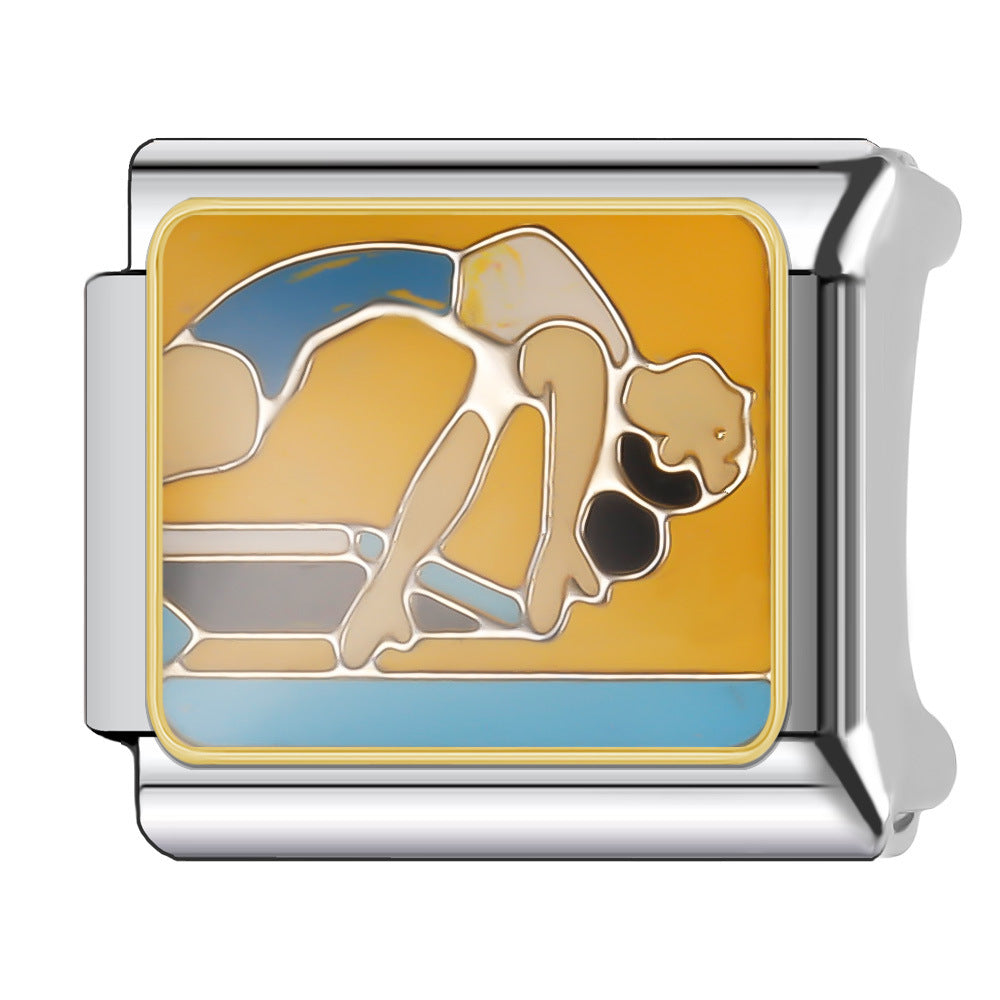 Wholesale Italian Charm Bracelet 9mm DIY Splicing Leisure Sports Stainless Steel Composable Bracelet