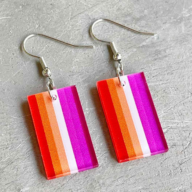 Wholesale 2 Pairs/pack LGBT Rainbow Square Acrylic Earrings Summer ACC-ES-HY006