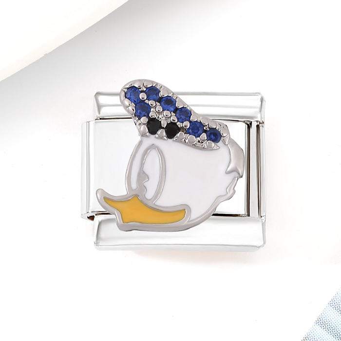 Wholesale Stainless Steel DIY Spliced Bracelet With Colorful Zircon Cute Cartoon Design Fashion Jewelry Accessory For Women