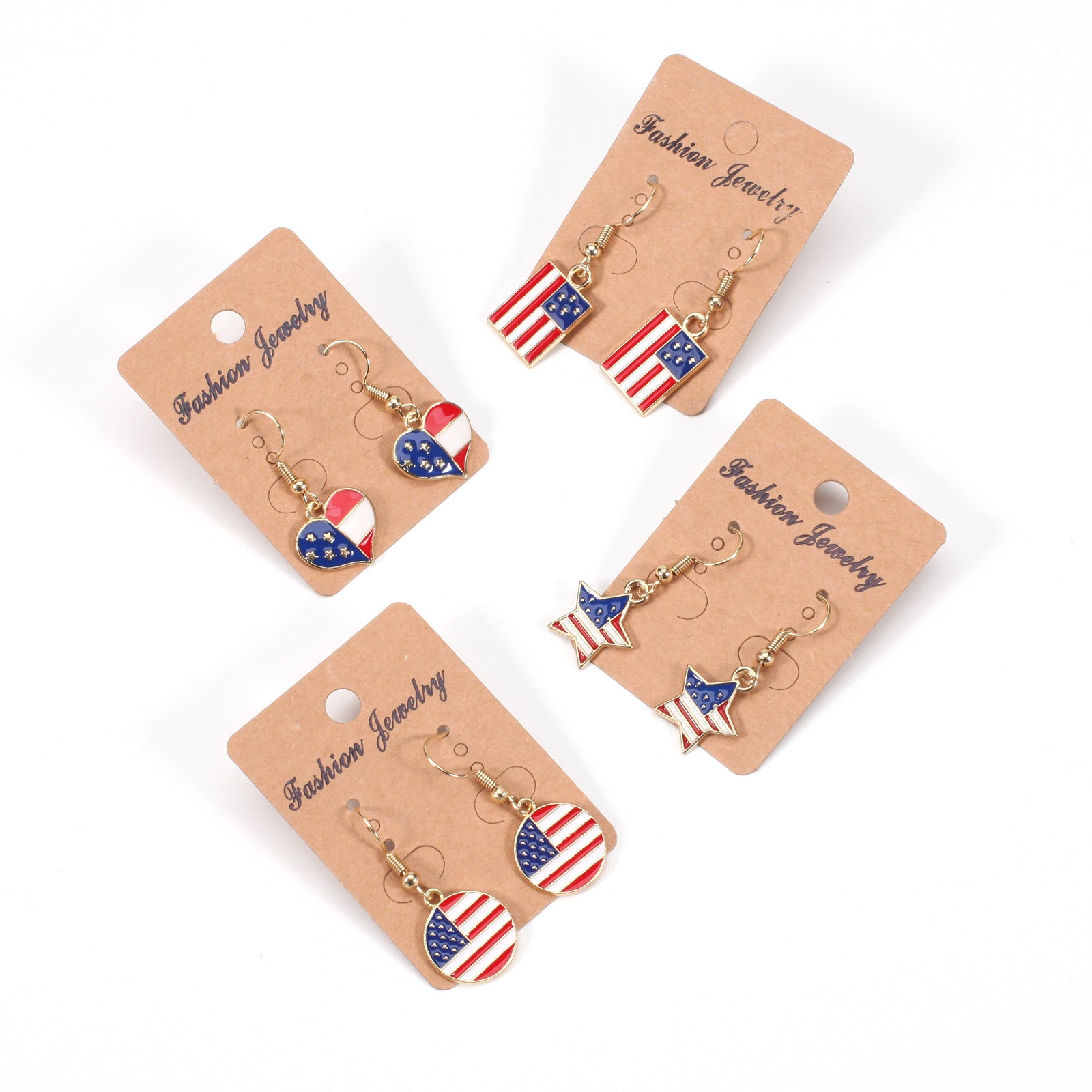 Wholesale American Flag Pattern Independence Day Earrings Five-pointed Star Red White and Blue Jewelry ACC-ES-XinY001