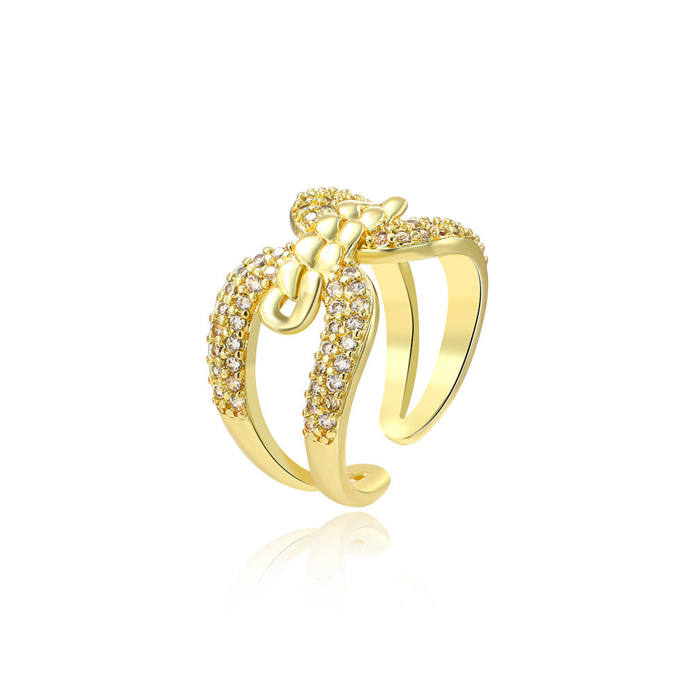 Wholesale 18k copper plated geometric adjustable ring