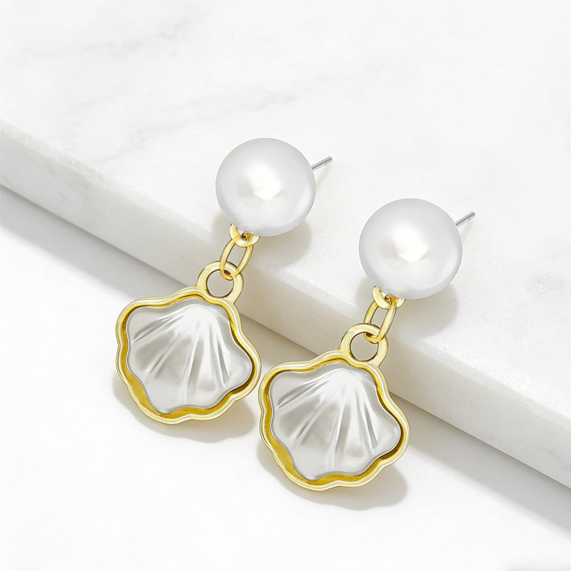 Wholesale French Style Shell Design Earrings,  Trendy Alloy Jewelry Accessory for Women Everyday Wear