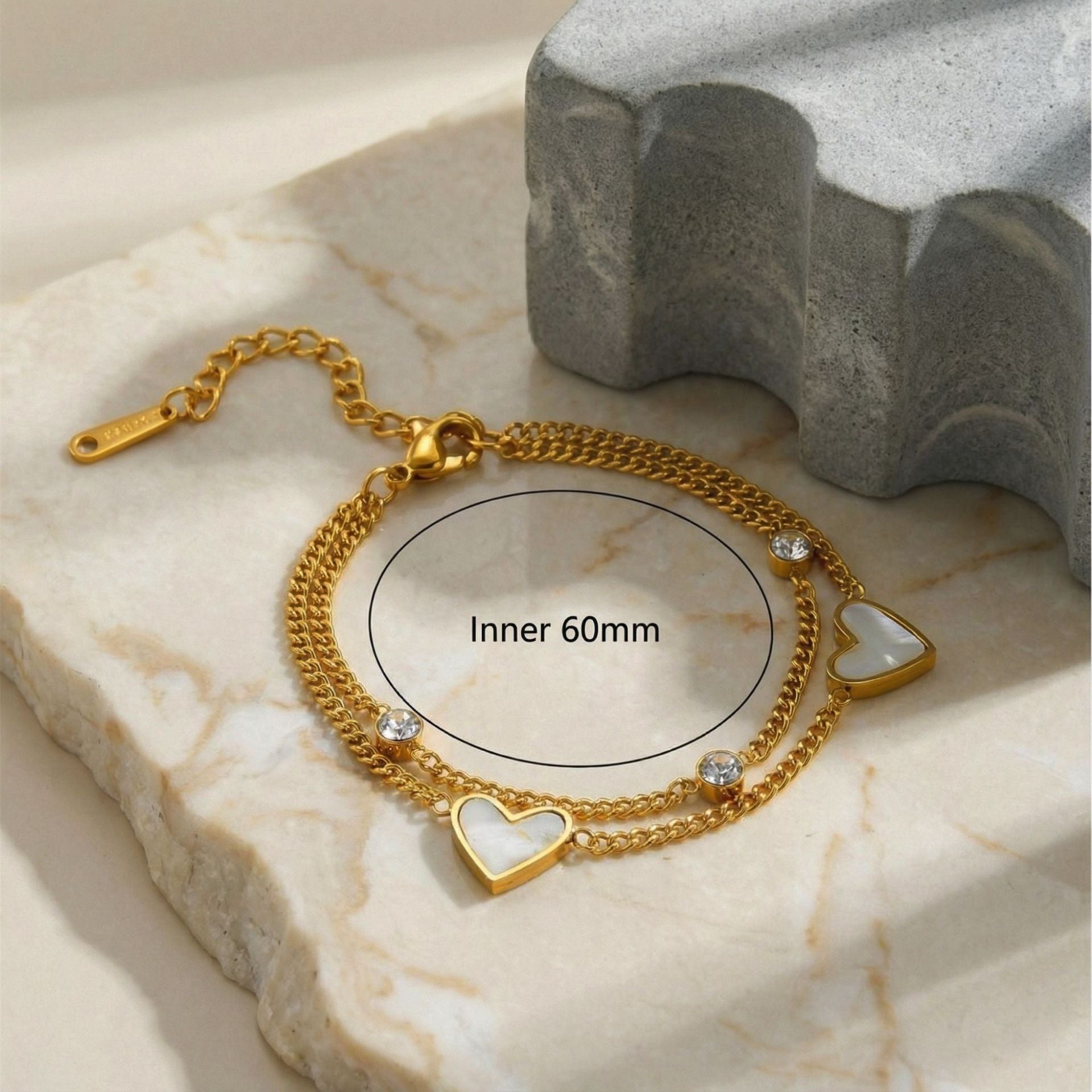 Wholesale Chic Love Zircon Bracelet,  18K Gold Plated Stainless Steel,  Fashion Jewelry Accessory
