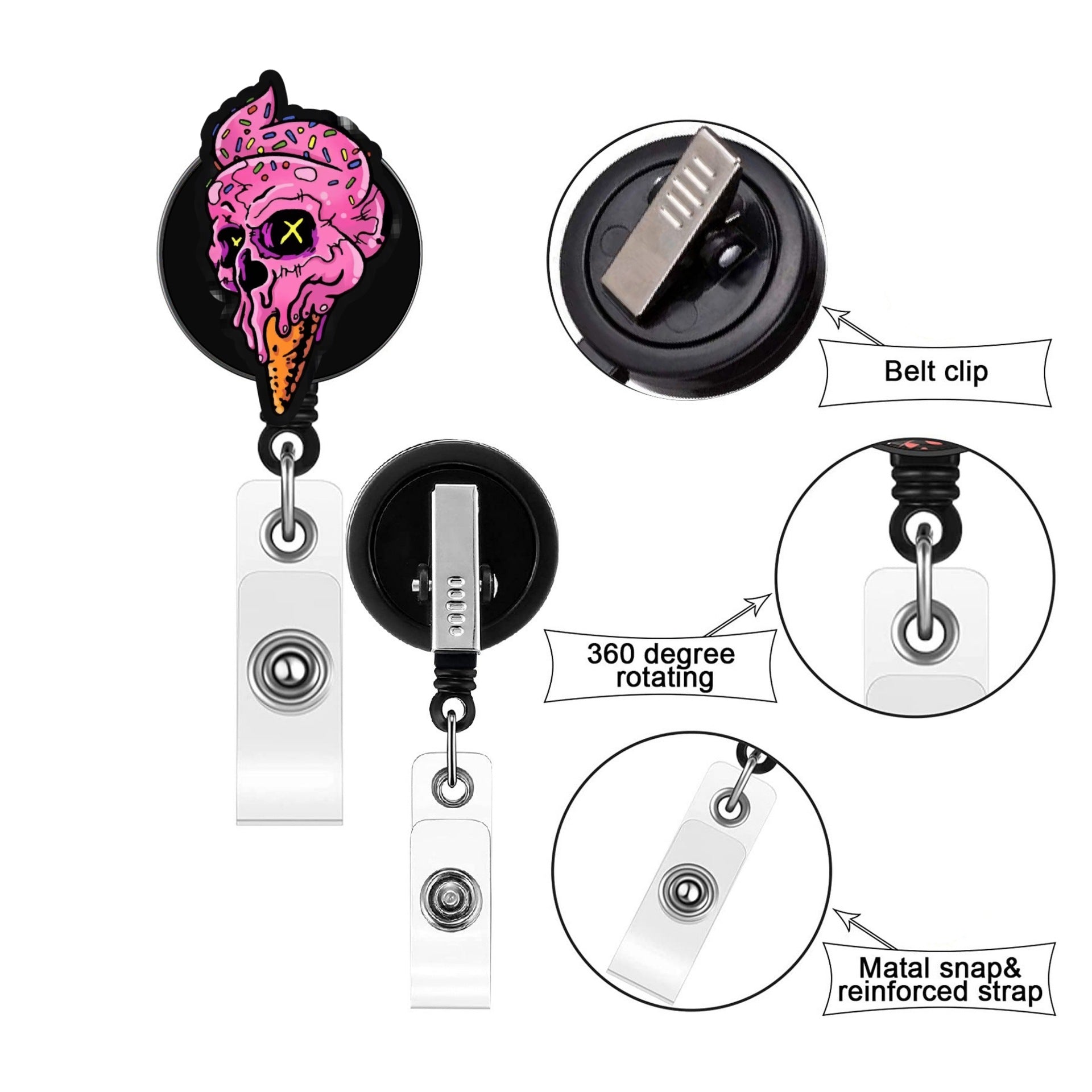 Wholesale Halloween Acrylic Retractable Clip Badge Keychain