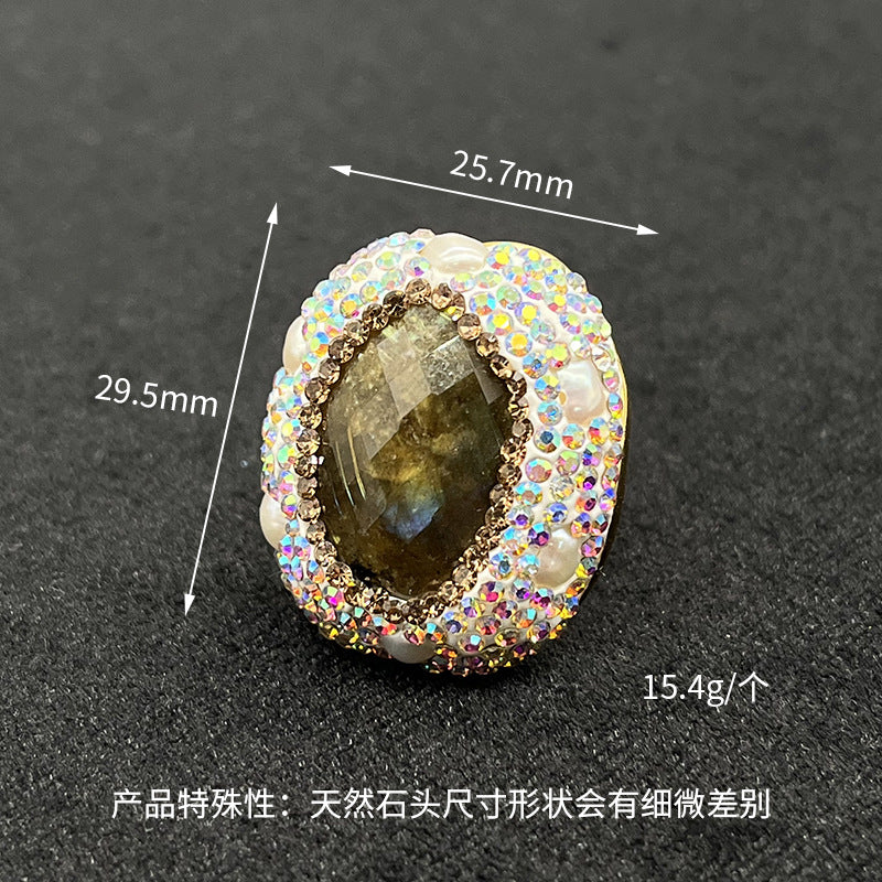Wholesale  baroque pearl glitter ring  open ring