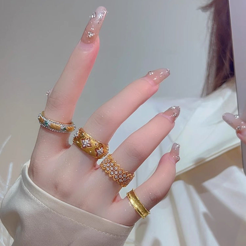 Wholesale Antique Style Retro Heavy Industry Ring Gold Plated 18k Brushed Diamond Vintage Ring Gold Plated Rings ACC-RS-YaoFeng001