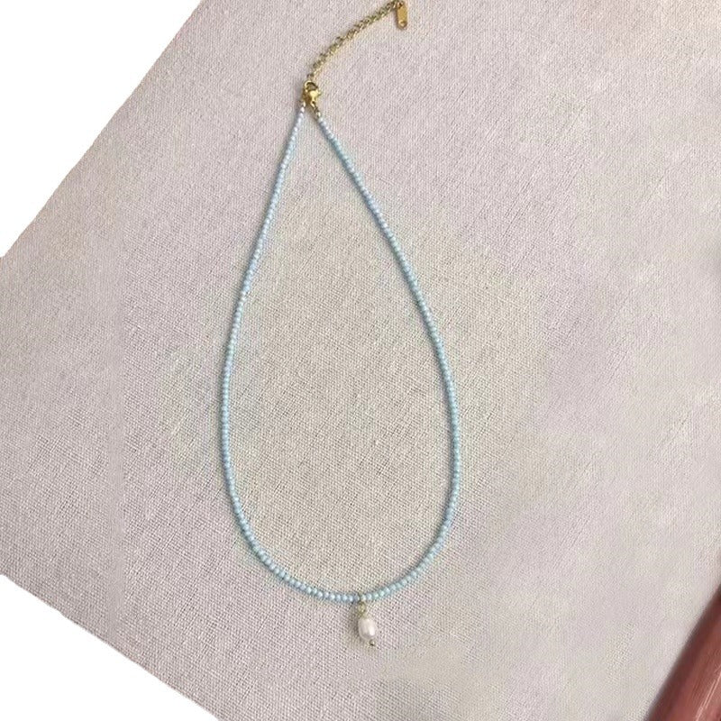 Wholesale White Butterfly Beaded Necklace Light Luxury Clavicle Chain