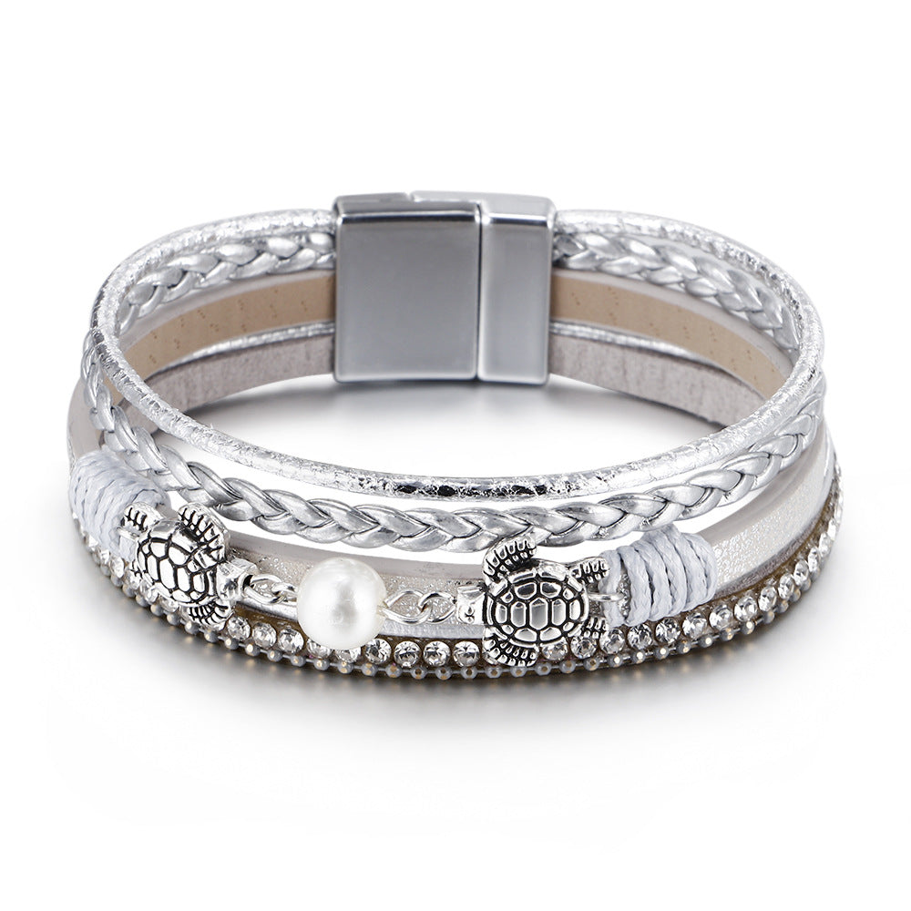 Wholesale  National style Pearl turtle magnetic buckle ladies Bracelet