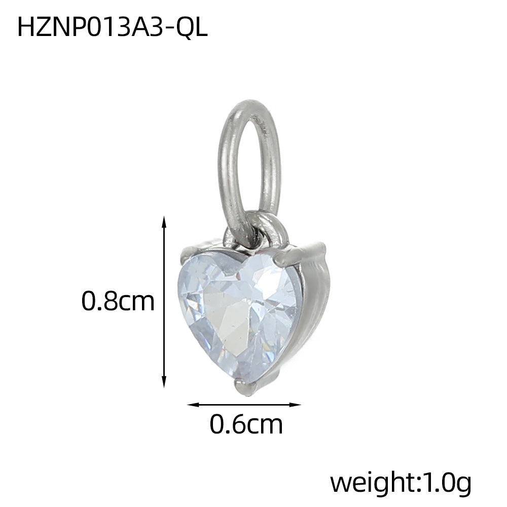 Wholesale stainless steel heart-shaped zircon pendant