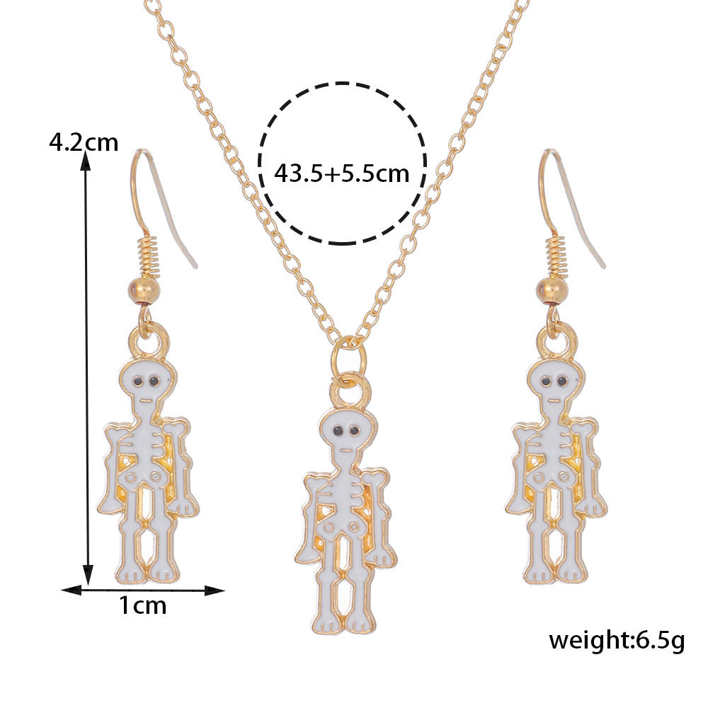 Wholesale Halloween Cartoon Funny Ring Ghost Earrings Necklaces Set ACC-NE-Zhey005