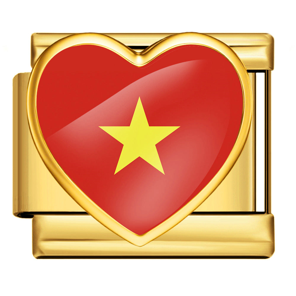 Wholesale Heart-Shaped Flag Pattern Stainless Steel Bracelet Strap Chain Fashion Accessory Gift