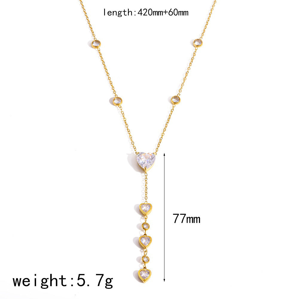 Wholesale Stainless steel necklace with multiple inlaid diamonds