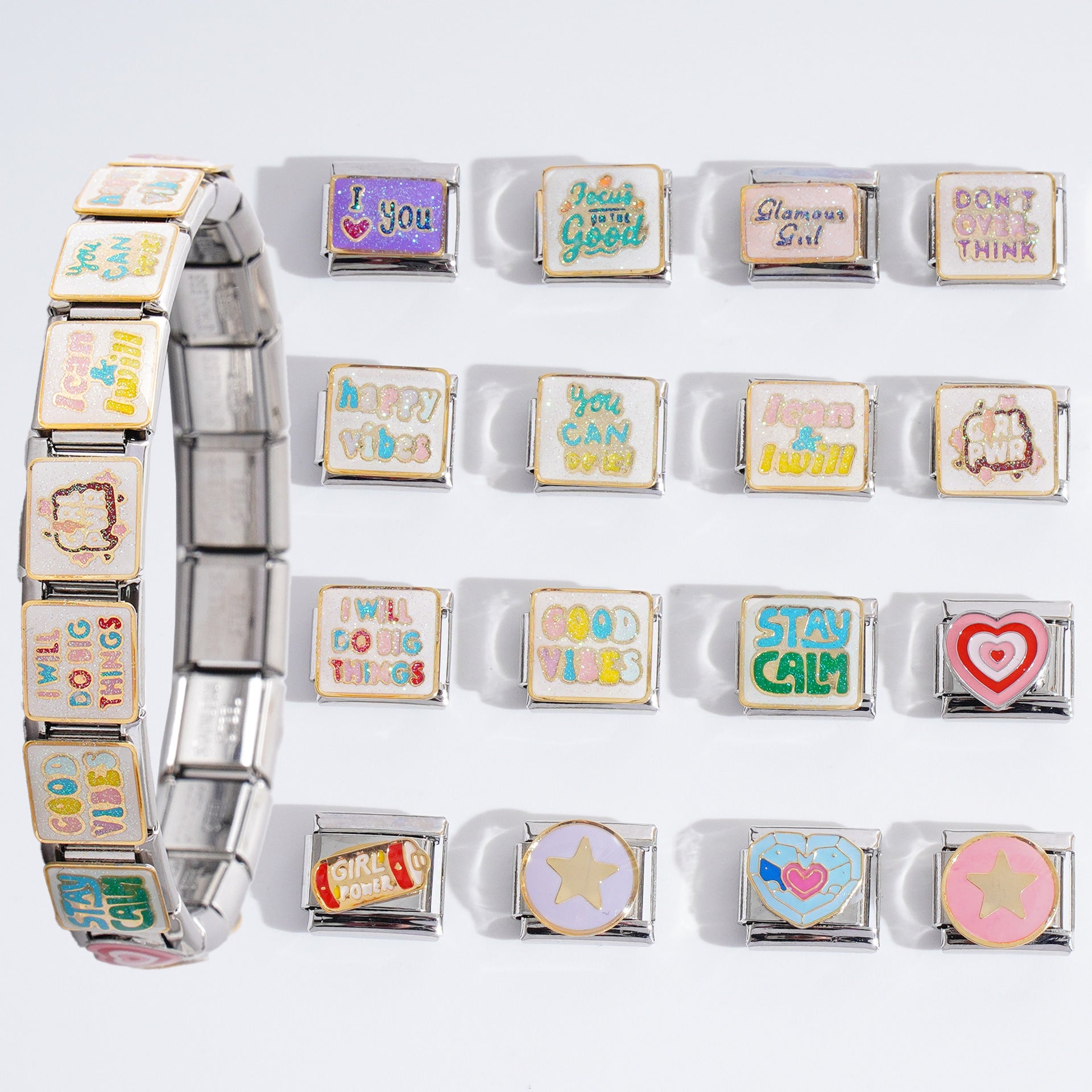 Wholesale Italian Charm Bracelet 9mm DIY Splicing Heart Stainless Steel Composable Bracelet