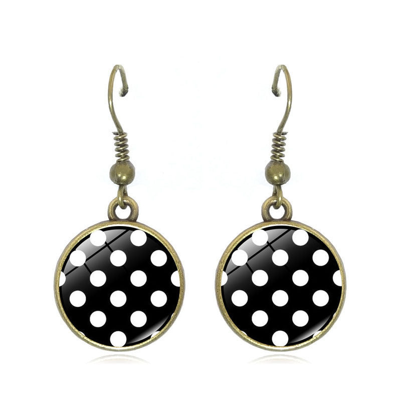Wholesale Retro Polka Dot Design Metal Earrings Women S Ear Hook Fashion Accessory