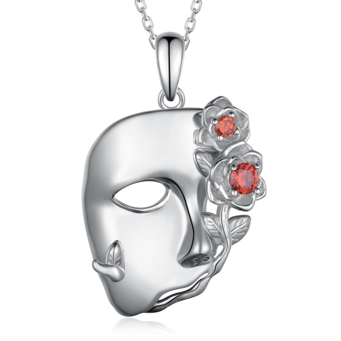 Wholesale Simple Fashion Mask Diamond Rose Pendant Necklace