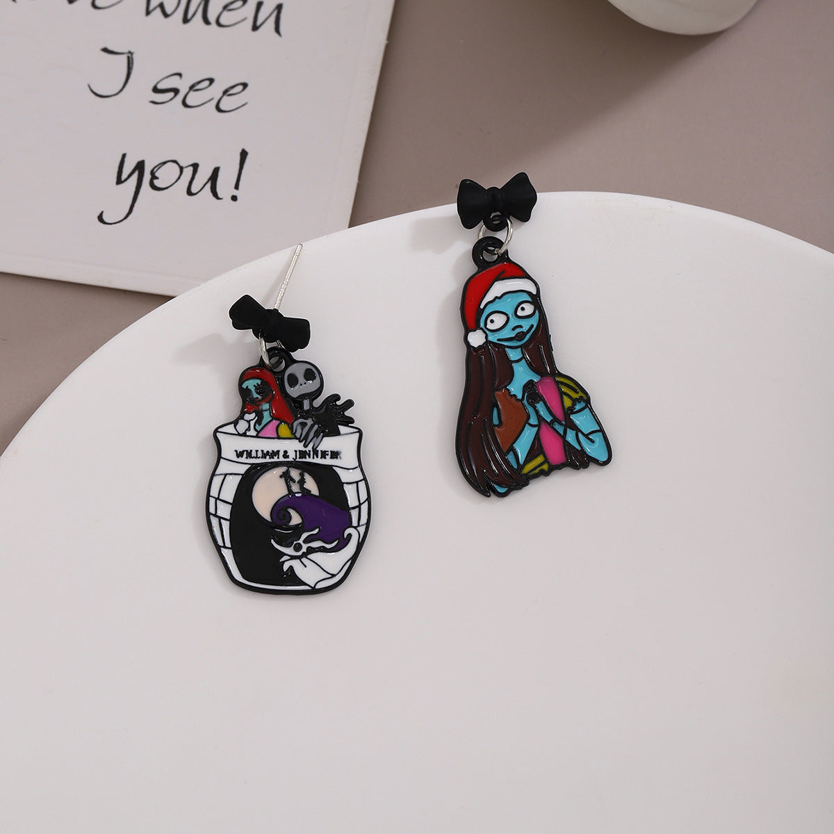 Wholesale Halloween Cartoon Ghost Pumpkin Skull Asymmetrical Earrings ACC-ES-ZhuiWo006