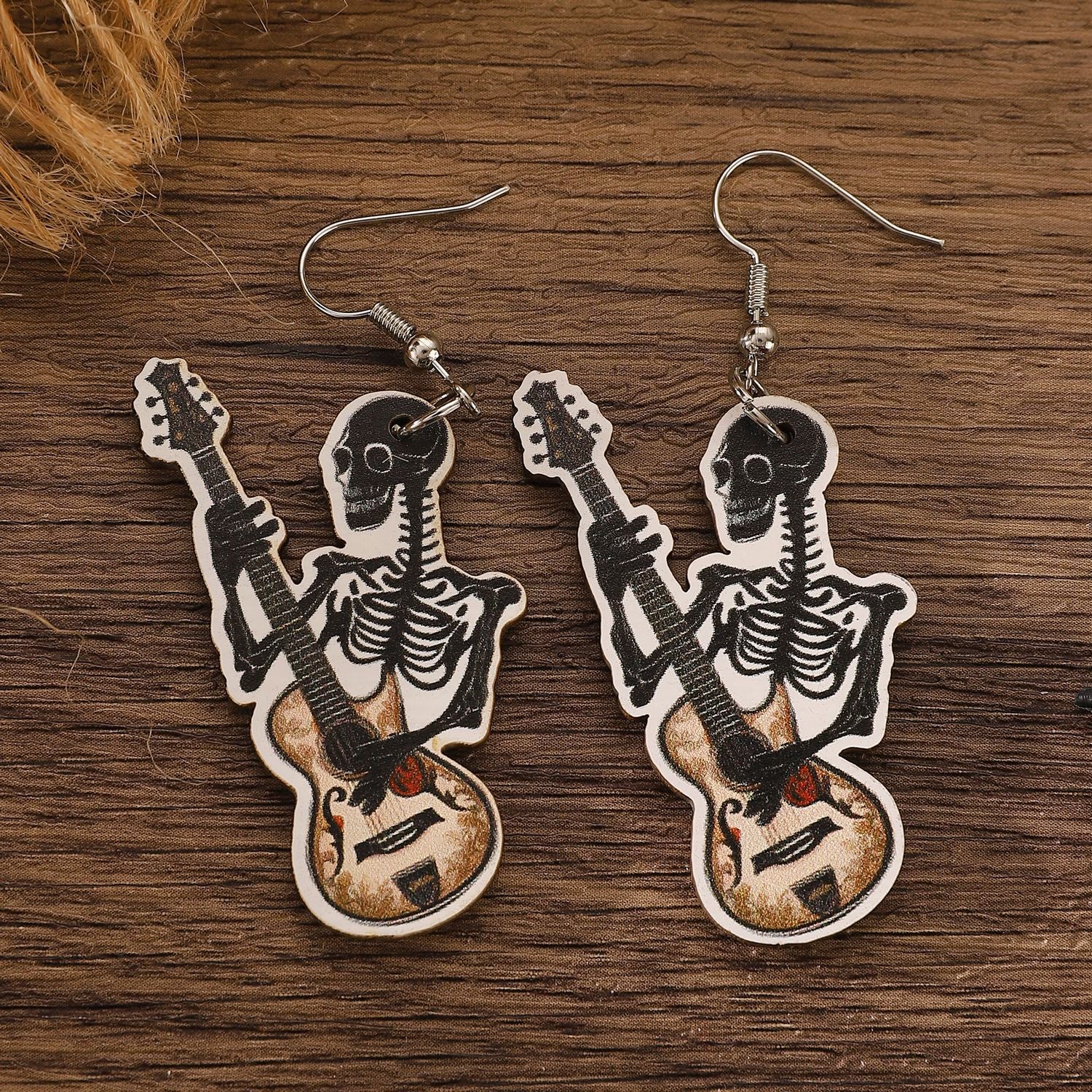 Wholesale Wooden  Gothic Earrings with Skeleton Pumpkin Ghost Pendants – Party Wear