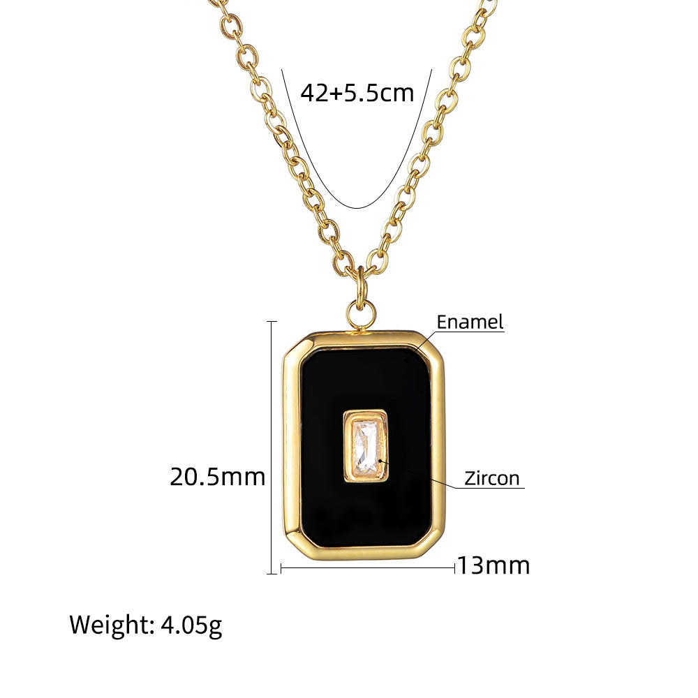 Wholesale  oil dripping necklace moon pattern titanium steel gold-plated necklace
