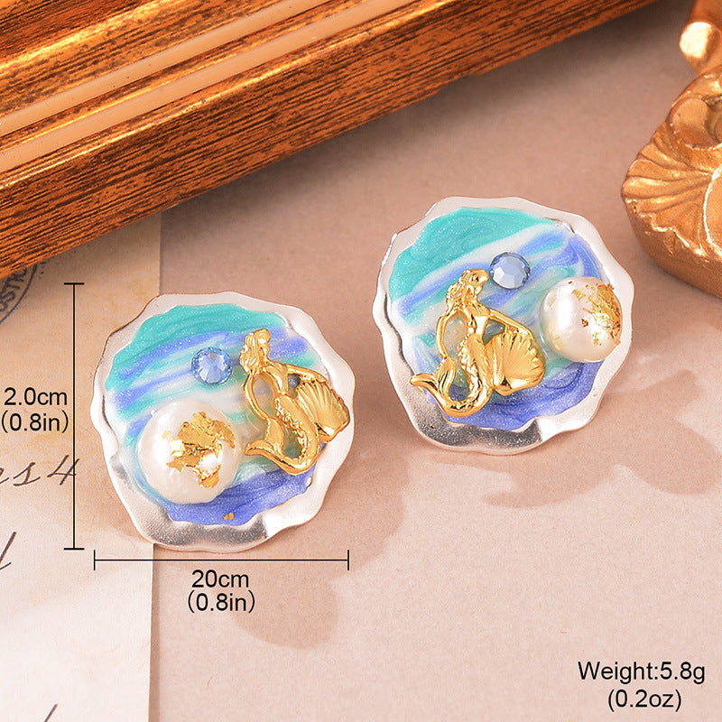 Wholesale Natural Pearl Earrings Geometric  Jewelry Accessories