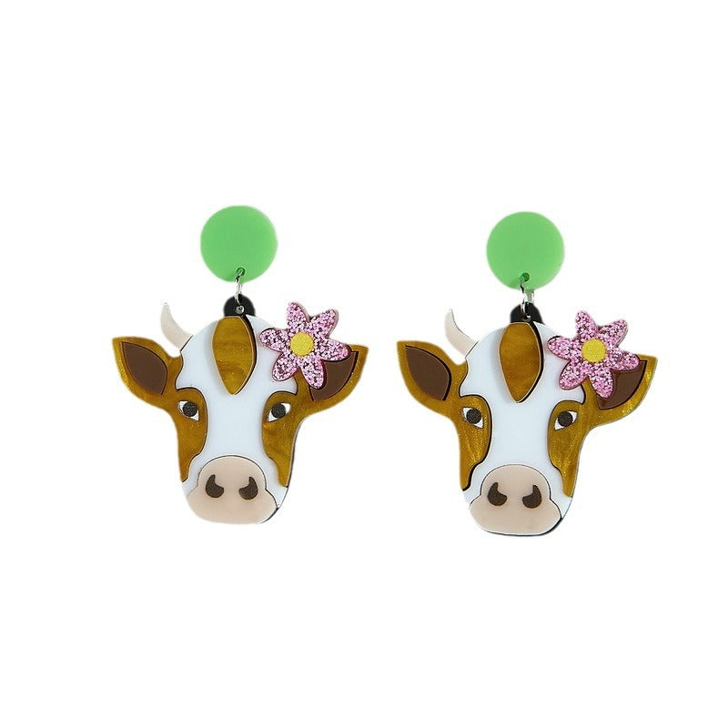 Wholesale Flower Cow Acrylic Earrings ACC-ES-XP021
