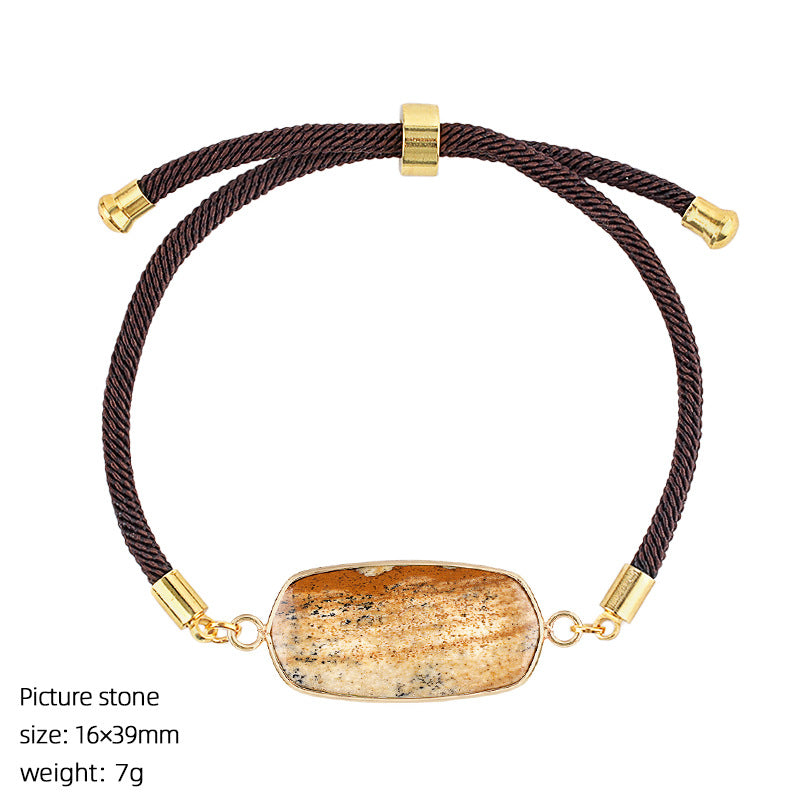 Wholesale Modern Minimalist Natural Stone Amethyst Bracelet Adjustable Woven Rope Unisex Fashion Accessory Gift