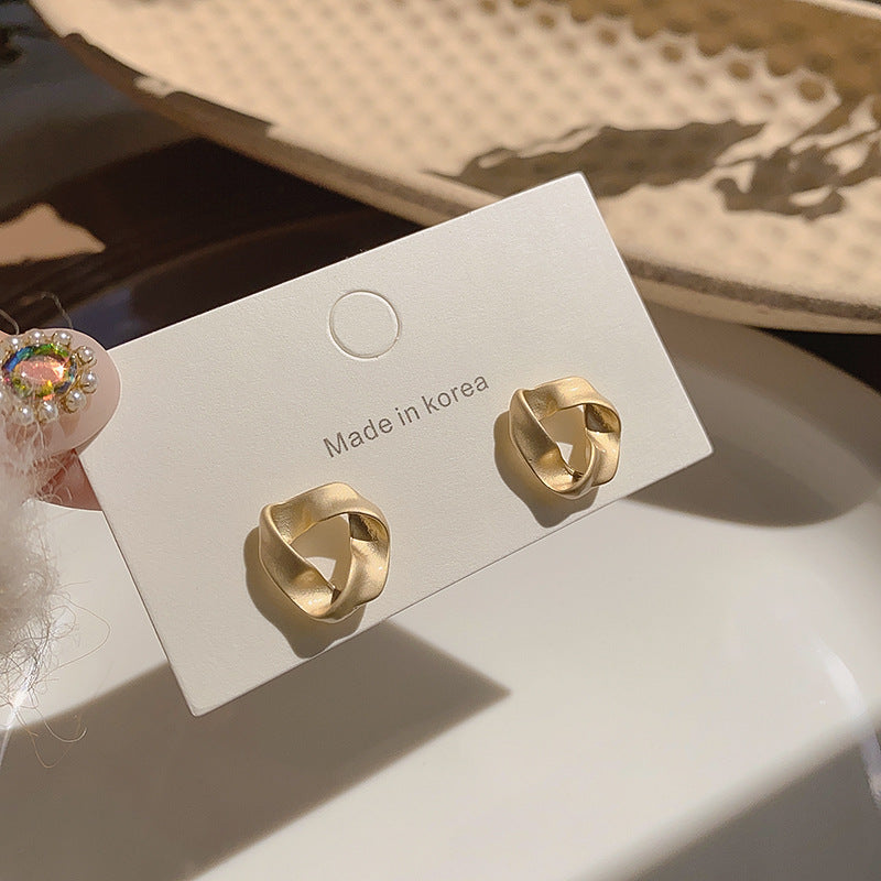 Wholesale 925 silver needle exaggerated geometric metal earrings