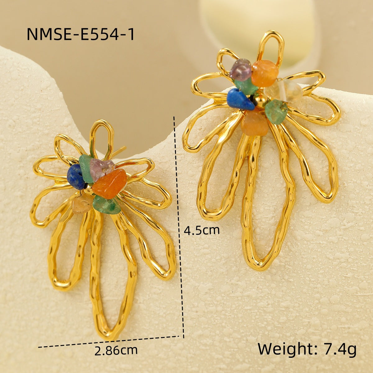 Wholesale stainless steel earrings geometric flowers pearl  earrings