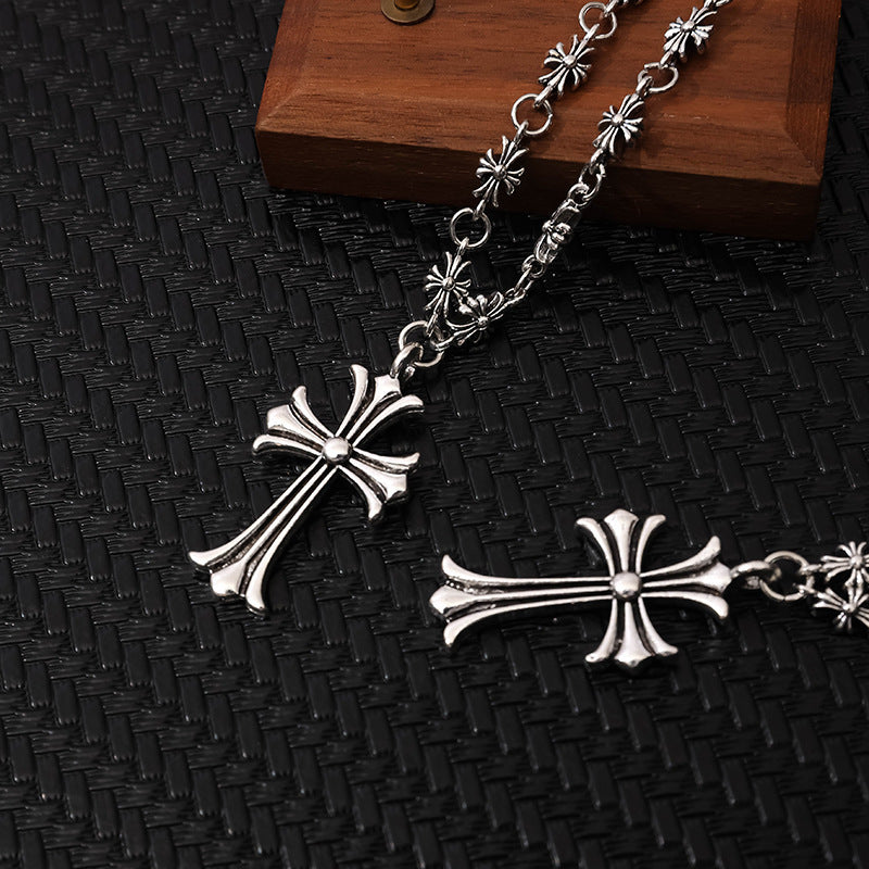 Wholesale Trendy Cross Pendant Necklace,  Alloy Hip Hop Streetwear Chain Jewelry for Party Gift Boutique Resale