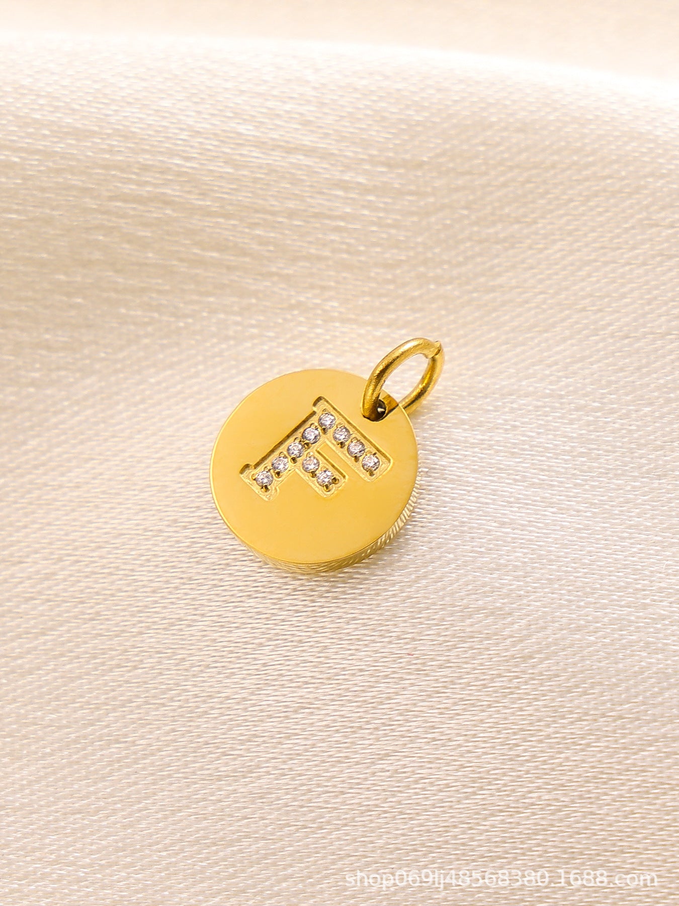 Wholesale  14K Round Brand Diamond Letter  Stainless Steel Pendant