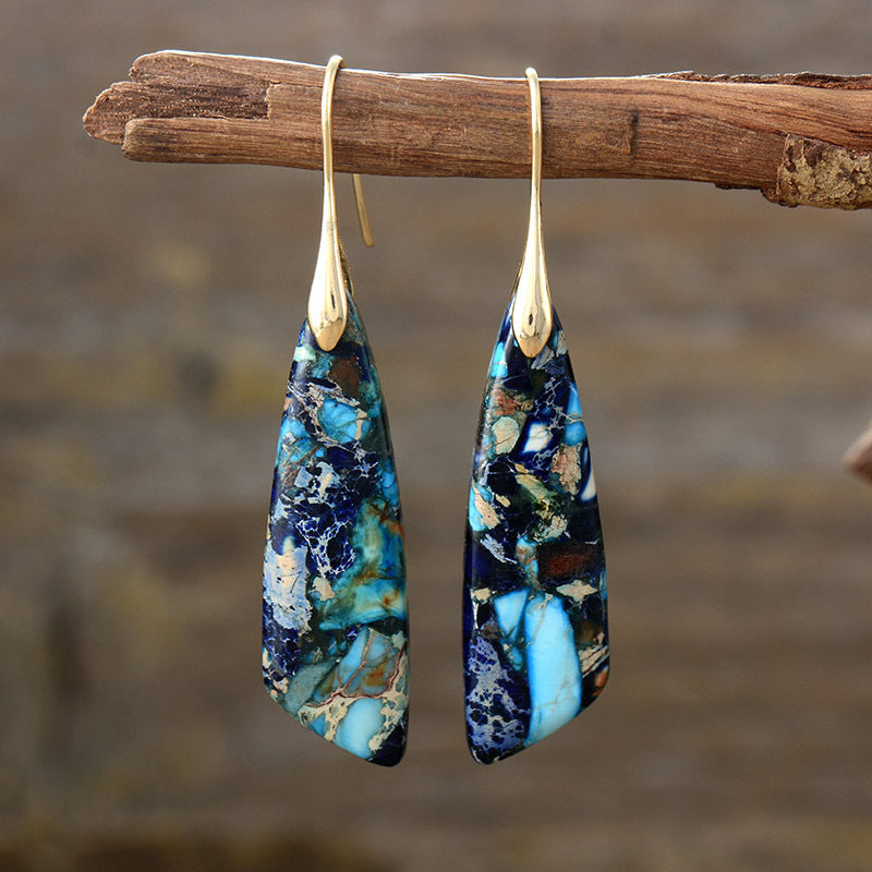 Wholesale Bohemian Imperial Stone Geometric Dangle Earrings