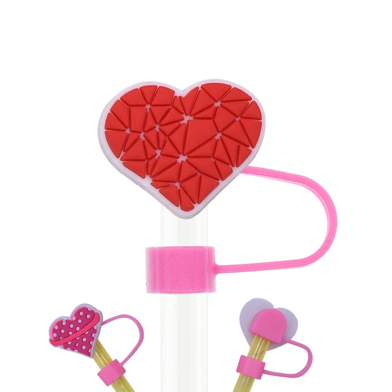 Wholesale Random 100pcs Cartoon Heart Straw Cover Straw Tube Cap