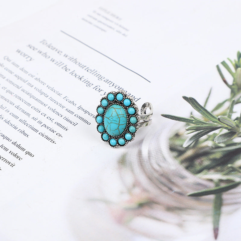 Wholesale Bohemian Western Style Turquoise Rings ACC-RS-Gaoz002