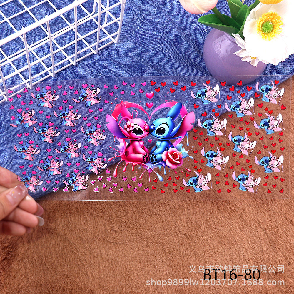 Wholesale Cartoon UV transfer stickers,  crystal stickers,  tear-off crystal labels with text,  16oz glass stickers