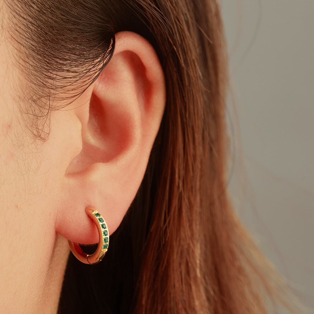 Wholesale Geometric Zircon Earrings,  Stainless Steel 18K Gold Plated,  Fashion Accessory for Women,  Boutique Resale