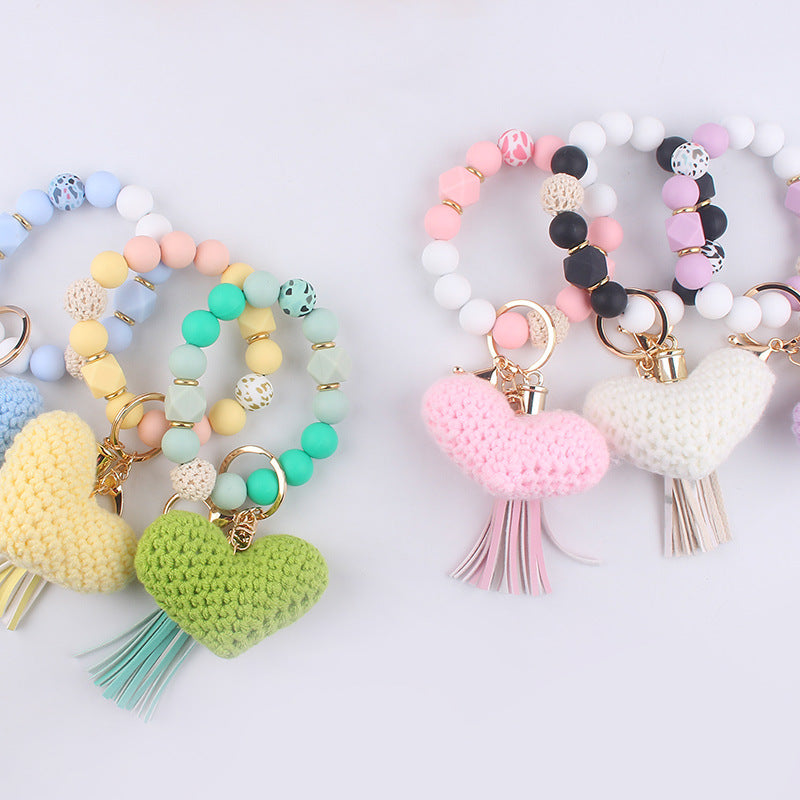 Wholesale Cartoon Wool Love Bracelet Keychain