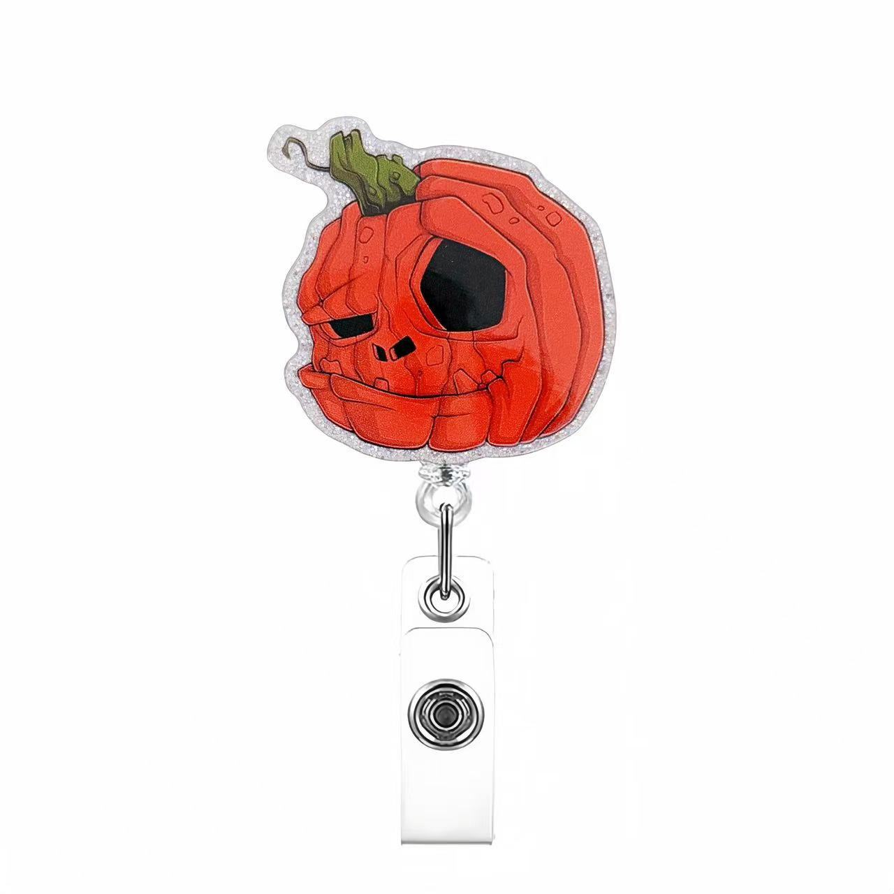 Wholesale Acrylic Retractable Badge Reel Lanyard  Pumpkin Design Nurse ID Card Holder Fashion Accessory Boutique Resale