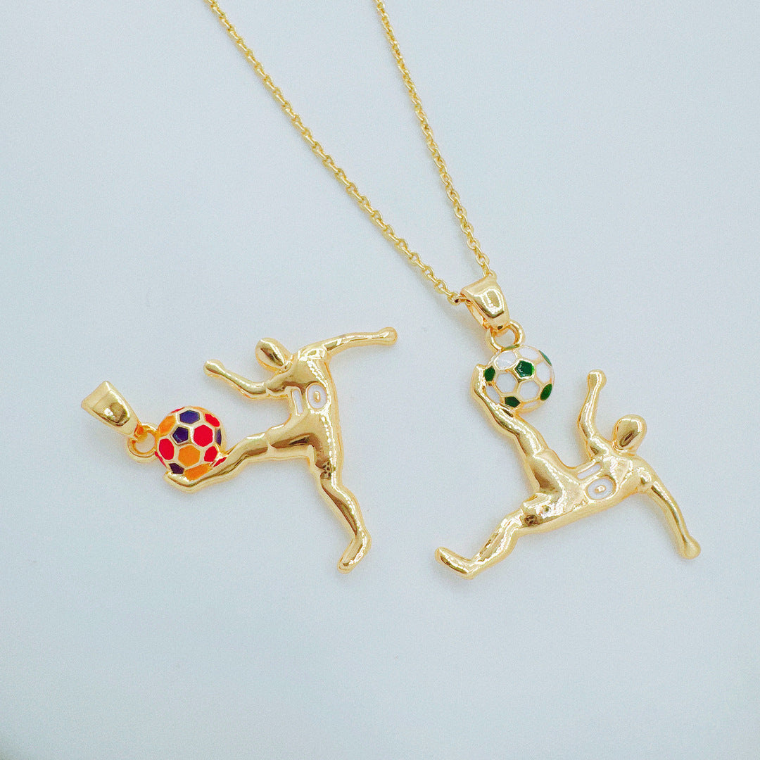 Wholesale Gold Plated Copper Football Pendant Necklace