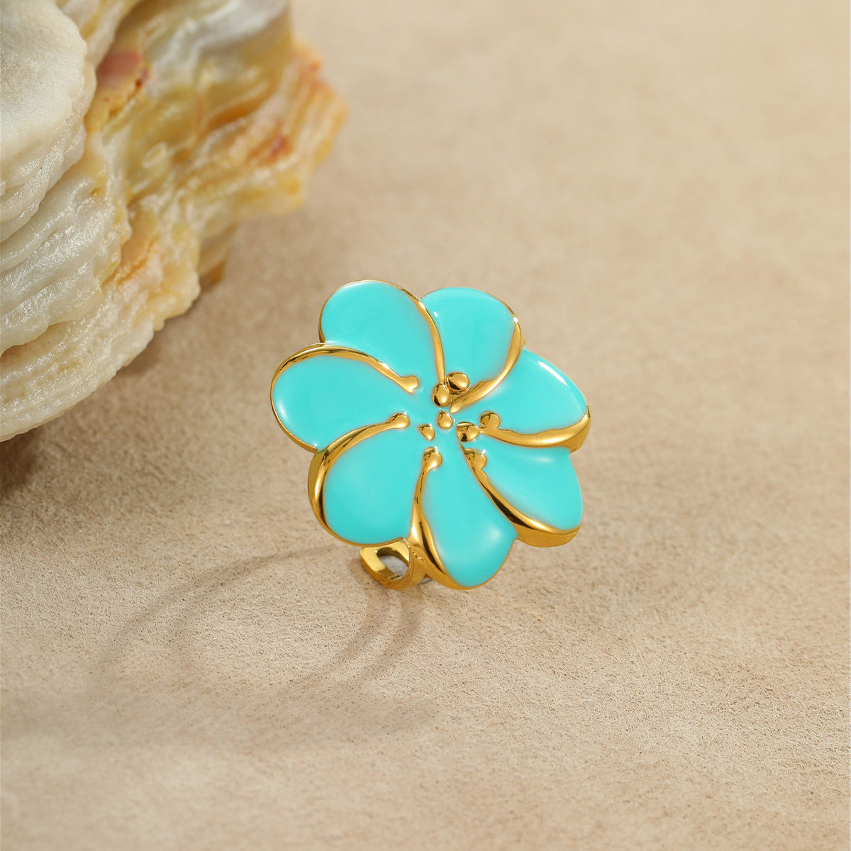 Wholesale Flower oil drop earrings stainless steel ring