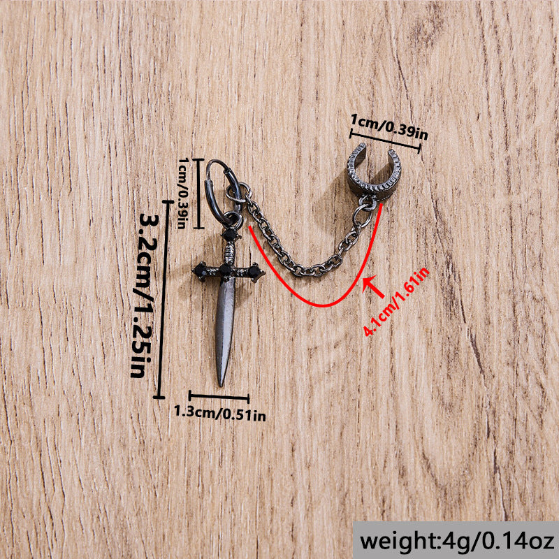 Wholesale  Creative Punk Style Dagger Gem Pendant Earrings