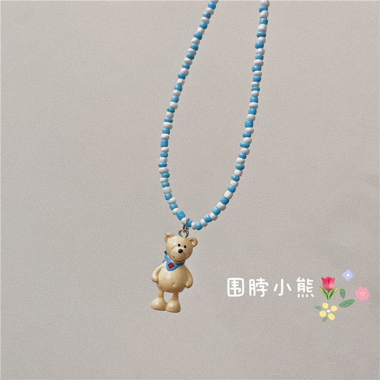 Wholesale  Retro Color Beaded Flower Necklace