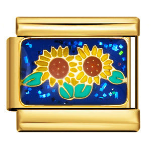 Wholesale 5pcs Italian Charm Bracelet 9mm DIY Splicing Gold-Based Star-Moon Blue Stainless Steel Composable Bracelet