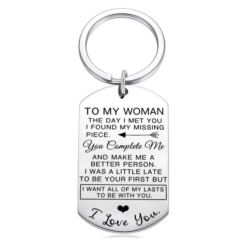 Wholesale Titanium Steel Couple Dog Tag Keychain Valentine S Day Anniversary Gift Fashion Accessory