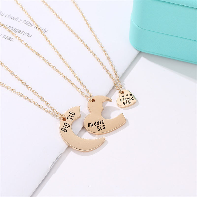 Wholesale Alloy star moon  and sun interlocking best friend necklaces