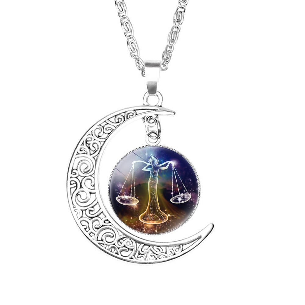 Wholesale Twelve Constellations Colorful Series Moon Necklace