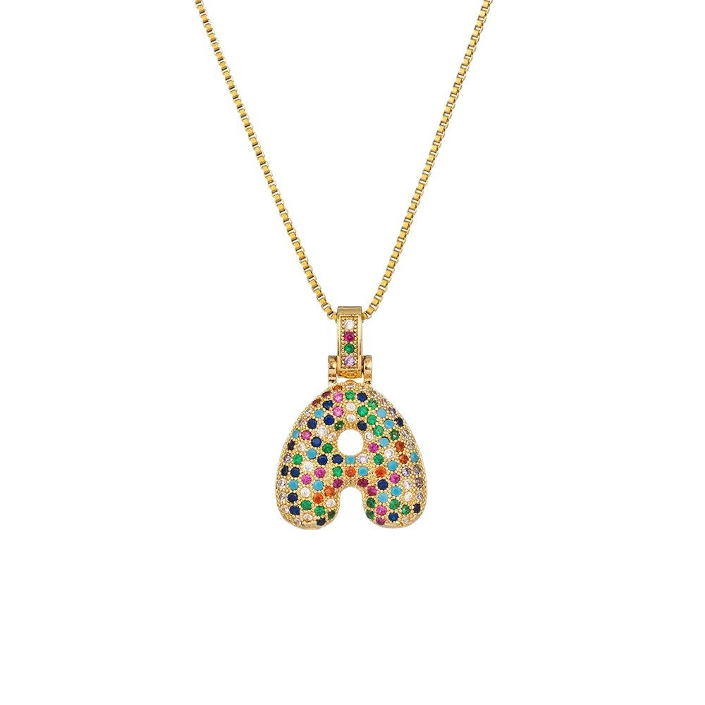 Wholesale Hip-Hop 26 Letter Pendant Set,  Gold Plated Copper Diamond-Set,  Chic Jewelry Gift
