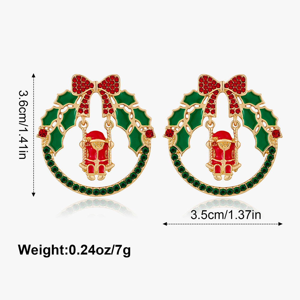 Wholesale Christmas Tree Hollow  Earrings