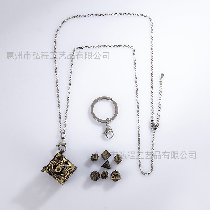 Wholesale Mini Metal Hollow Dice Pendant Set Necklaces ACC-NE-HongC001