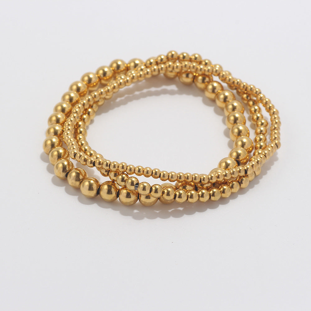 Wholesale Simple Design Gold-Plated Beaded Bracelet for Women,  Fashion Jewelry Accessory