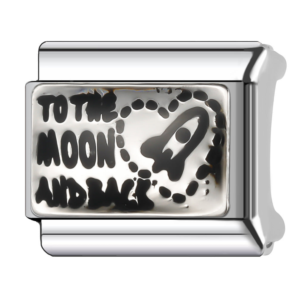 Wholesale Italian Charm Bracelet 9mm DIY Splicing English Series Stainless Steel Composable Bracelet